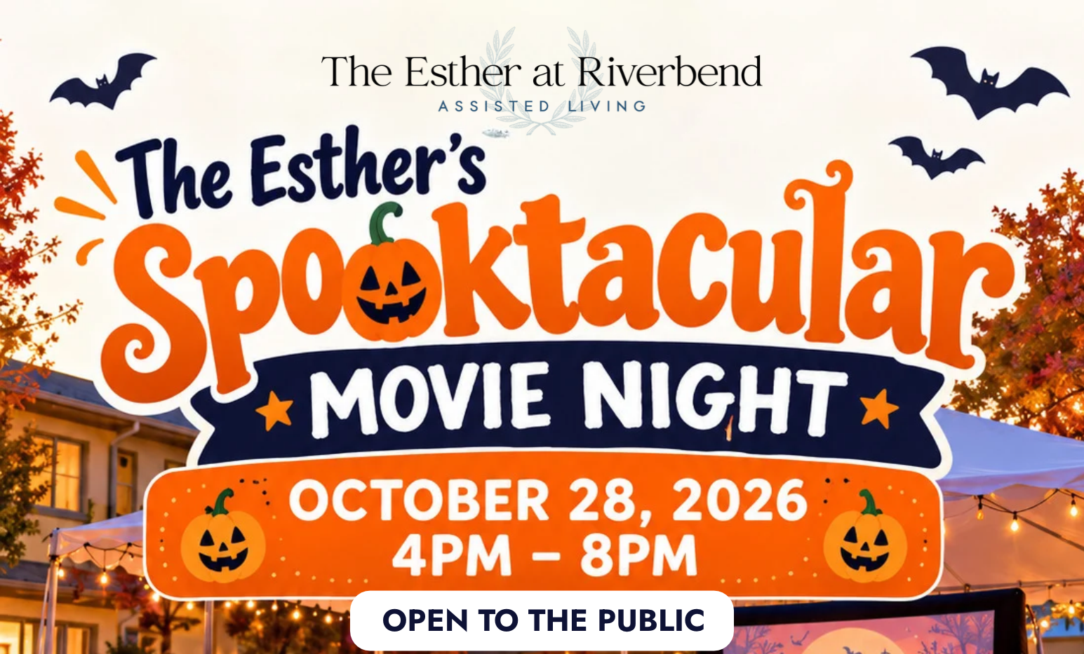 Halloween Spooktacular Movie Night flyer at The Esther at Riverbend