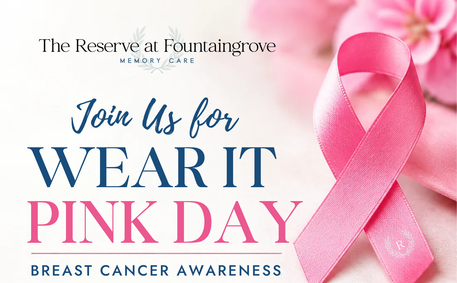 Pink ribbon Wear It Pink Day breast cancer awareness flyer