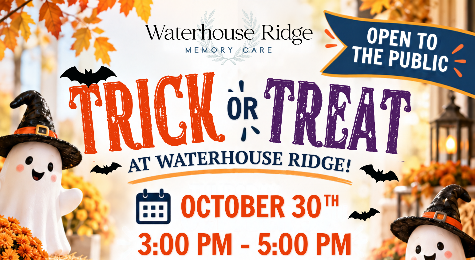 Waterhouse Ridge Trick-or-Treat event flyer for October 30